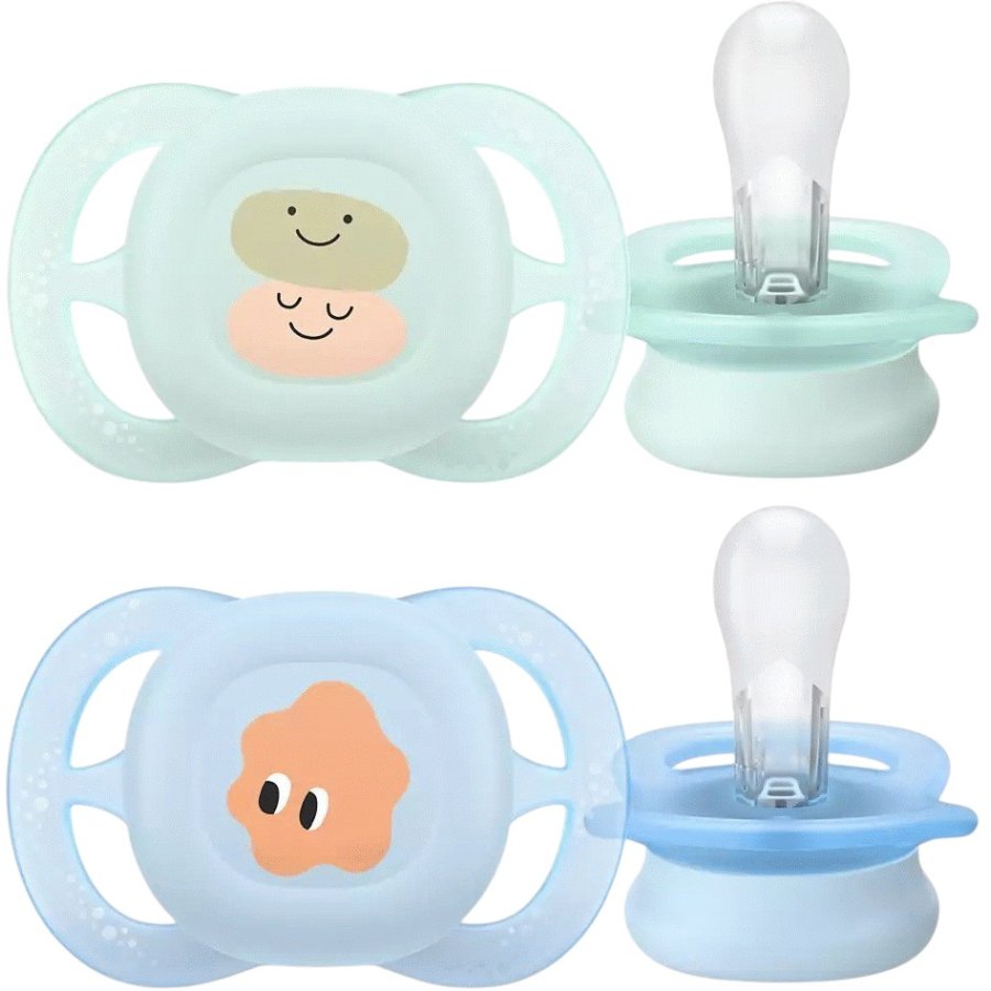 Philips Avent Soother Ultra Start Schnuller 02 Monate 2er Set, Pastellgrn/Blau