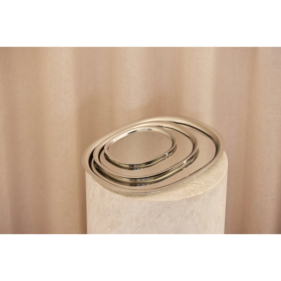 Piet Hein Superellipse Tablett 3teilig, Stahl