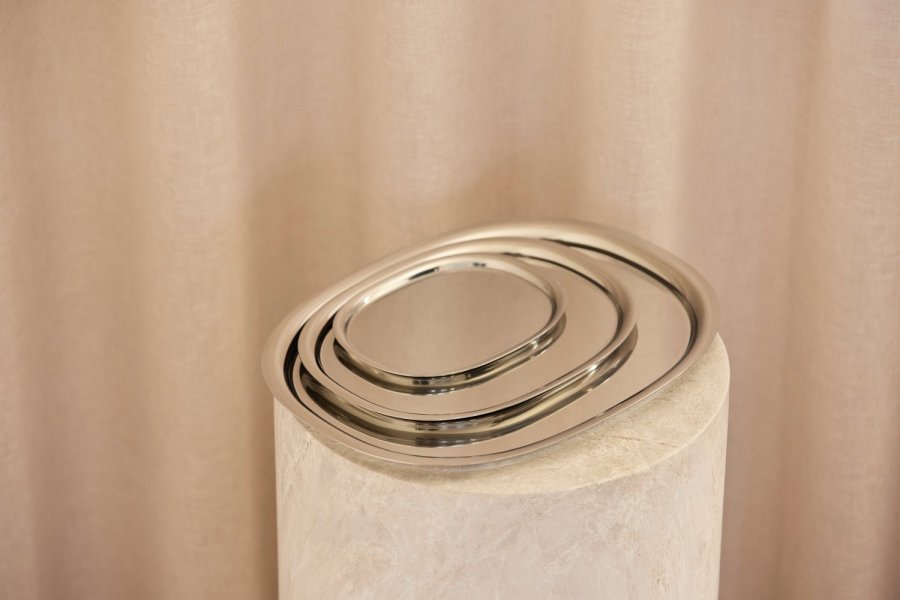 Piet Hein Superellipse Tablett 3teilig, Stahl