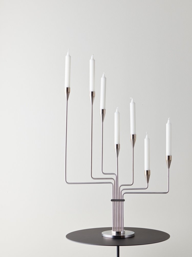 Piet Hein Lysestage Karlsvognen H63 cm, Brstet Stl