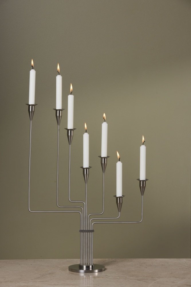 Piet Hein Lysestage Karlsvognen H63 cm, Brstet Stl