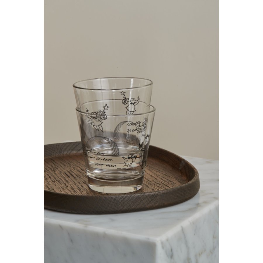 Piet Hein Vandglas m. Gruk Husk at elske/Af mad p fad 2 stk. 25 cl