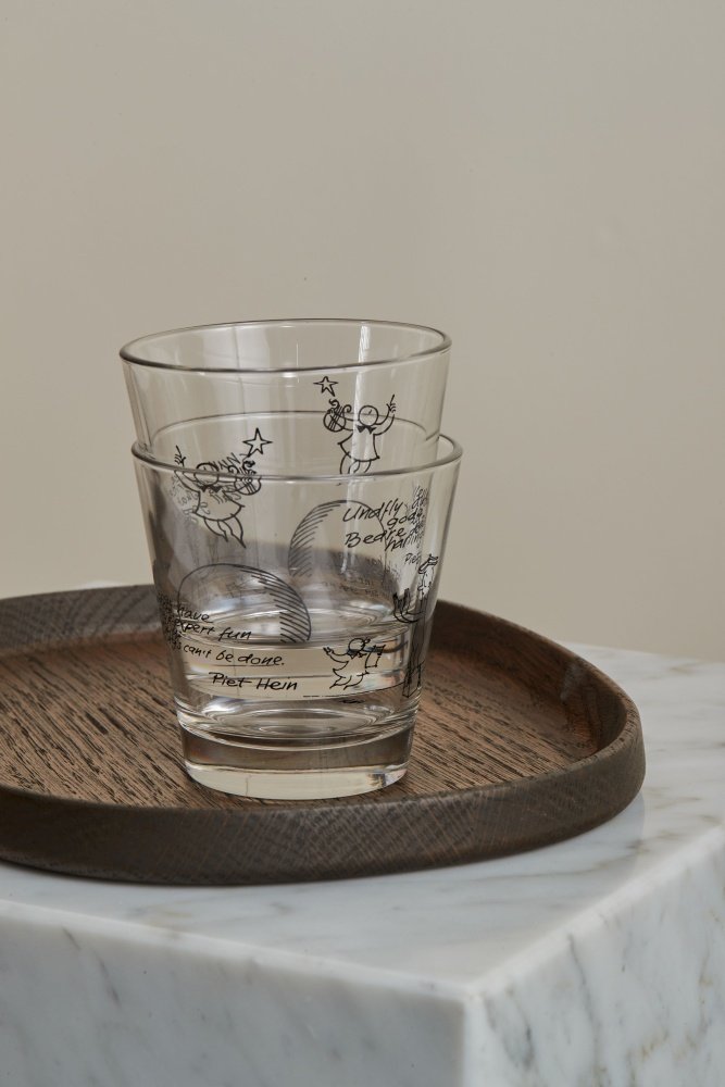 Piet Hein Vandglas m. Gruk Husk at elske/Af mad p fad 2 stk. 25 cl