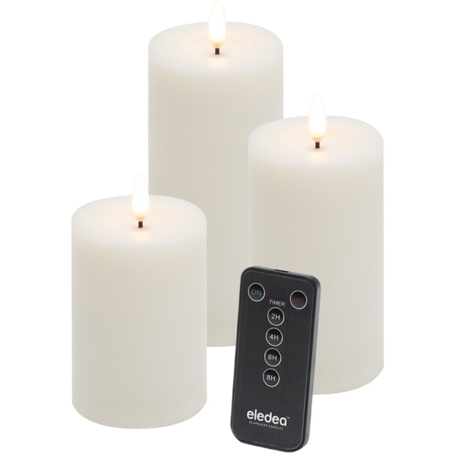 Eledea Bloklys inkl. Fjernbetjening LED 3 stk, Off White