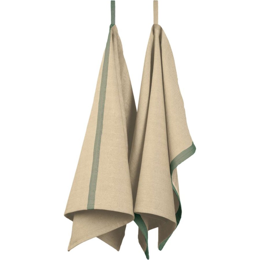 EKTA Living Viskestykke 2 stk. 50x70 cm, Taupe/Grn