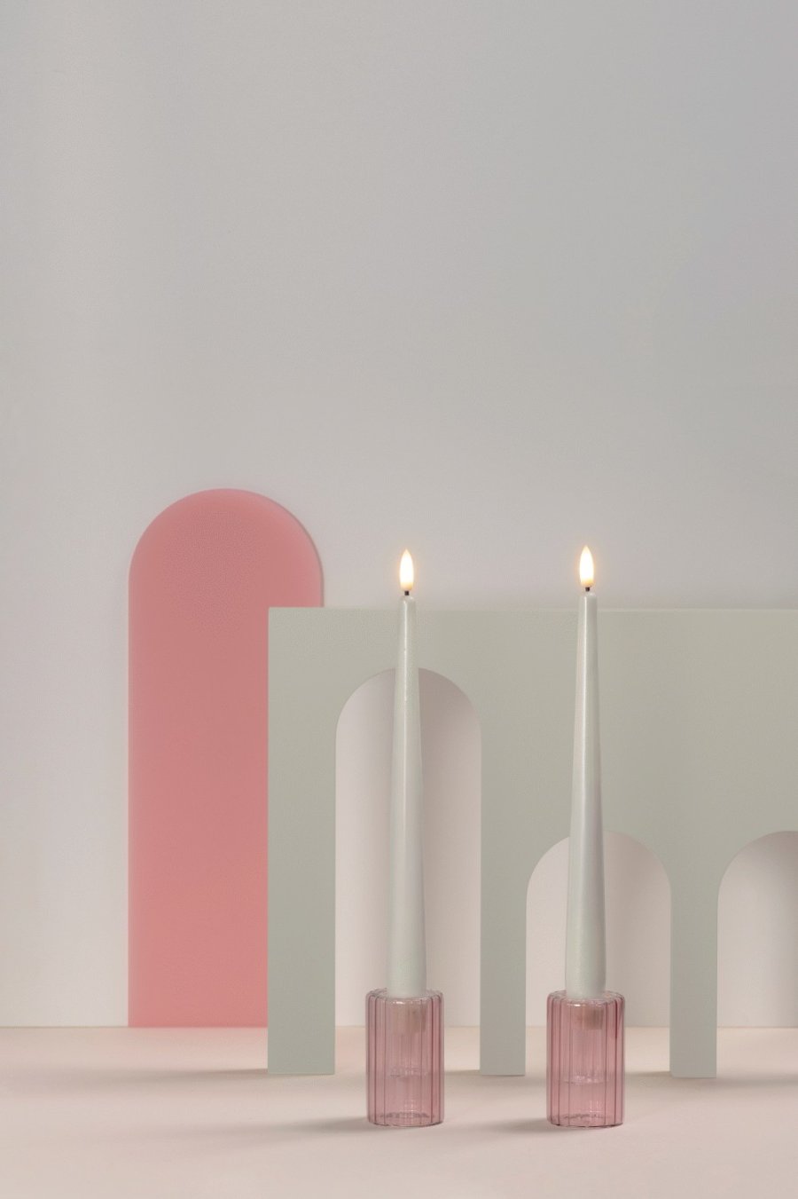 Moods & More Dinerkaars LED 2-delige set �2,3xH25 cm, Ivory