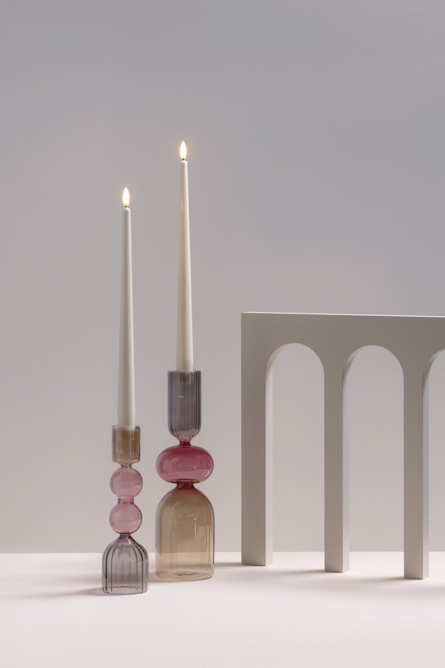 Moods & More Dinerkaars LED 2-delige set �2,3xH30 cm, Ivory