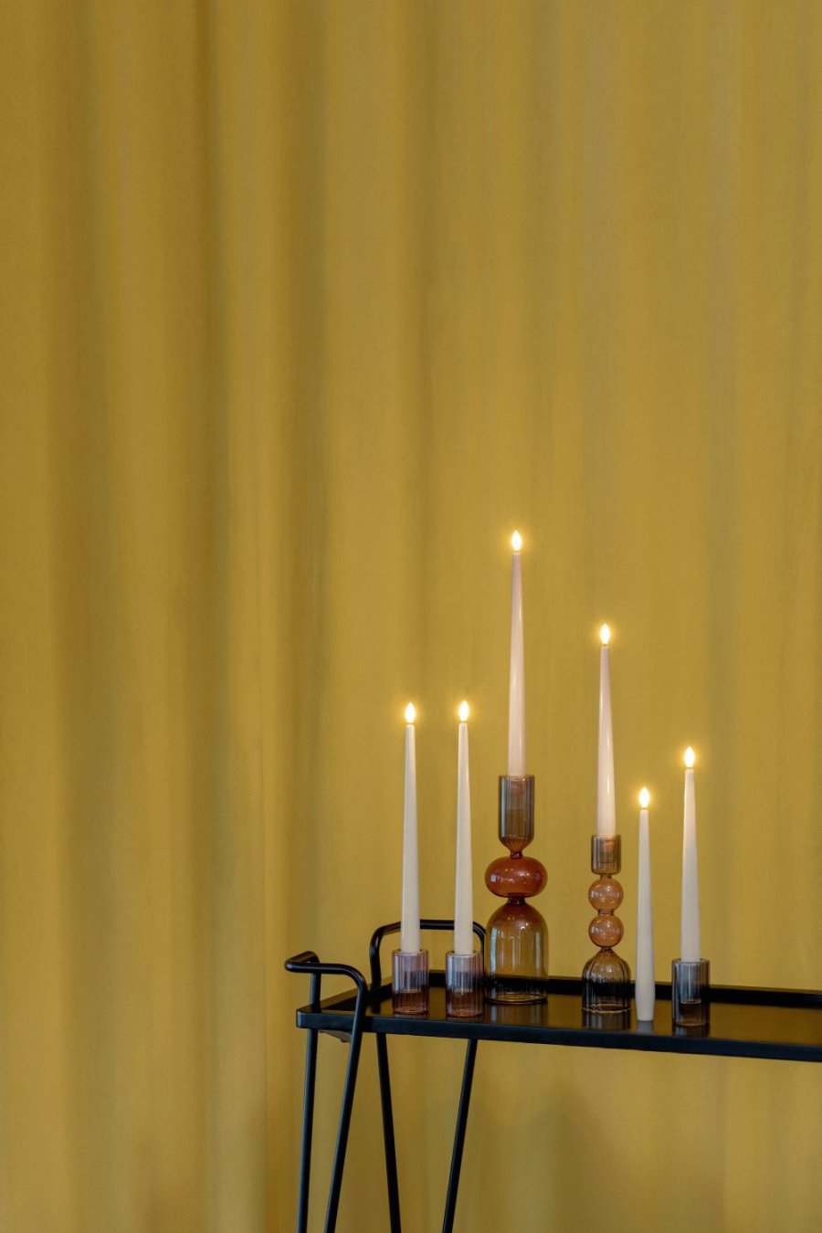 Moods & More Dinerkaars LED 2-delige set �2,3xH30 cm, Ivory