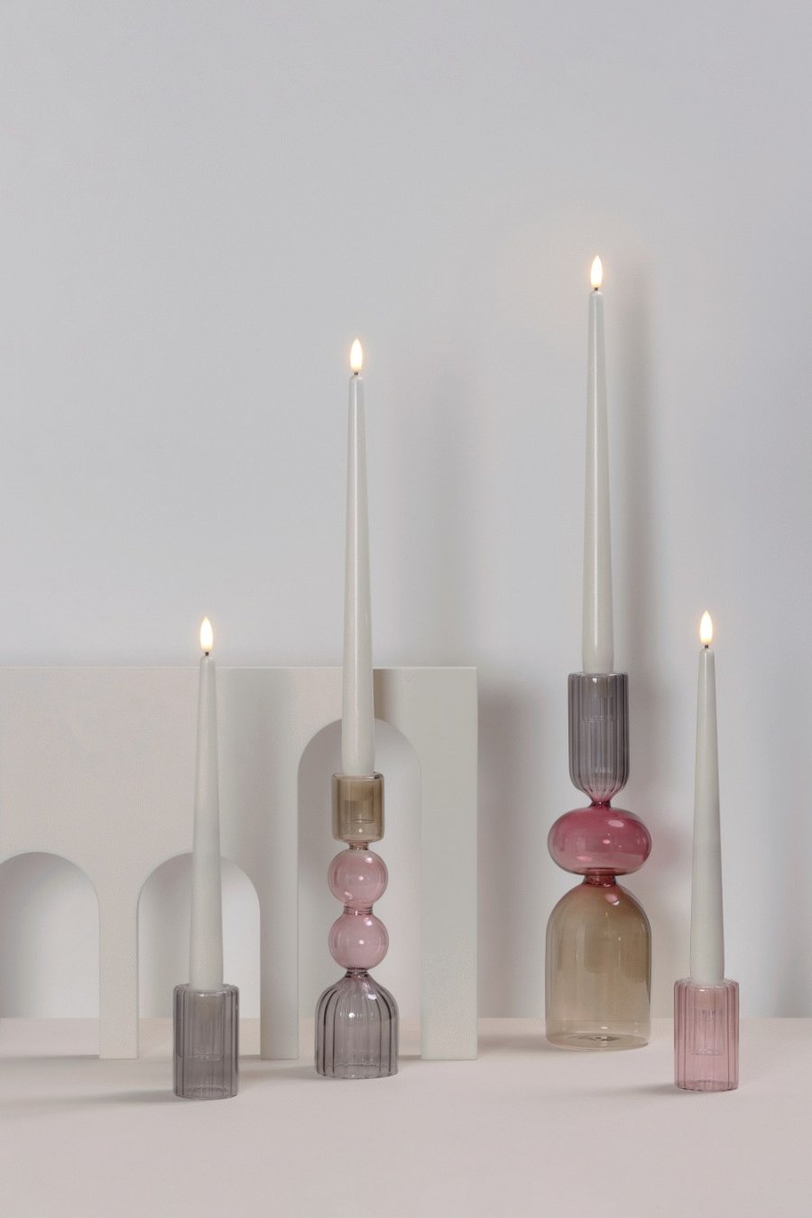 Moods & More Lima Kandelaar 2-delige set H7,5 cm, Vintage Rose