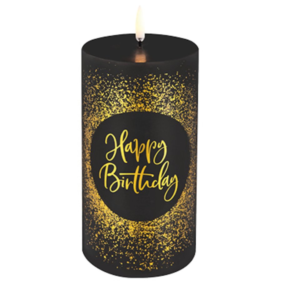 Uyuni Lighting Bloklys Birthday 02 LED 7,8xH15 cm, Sort