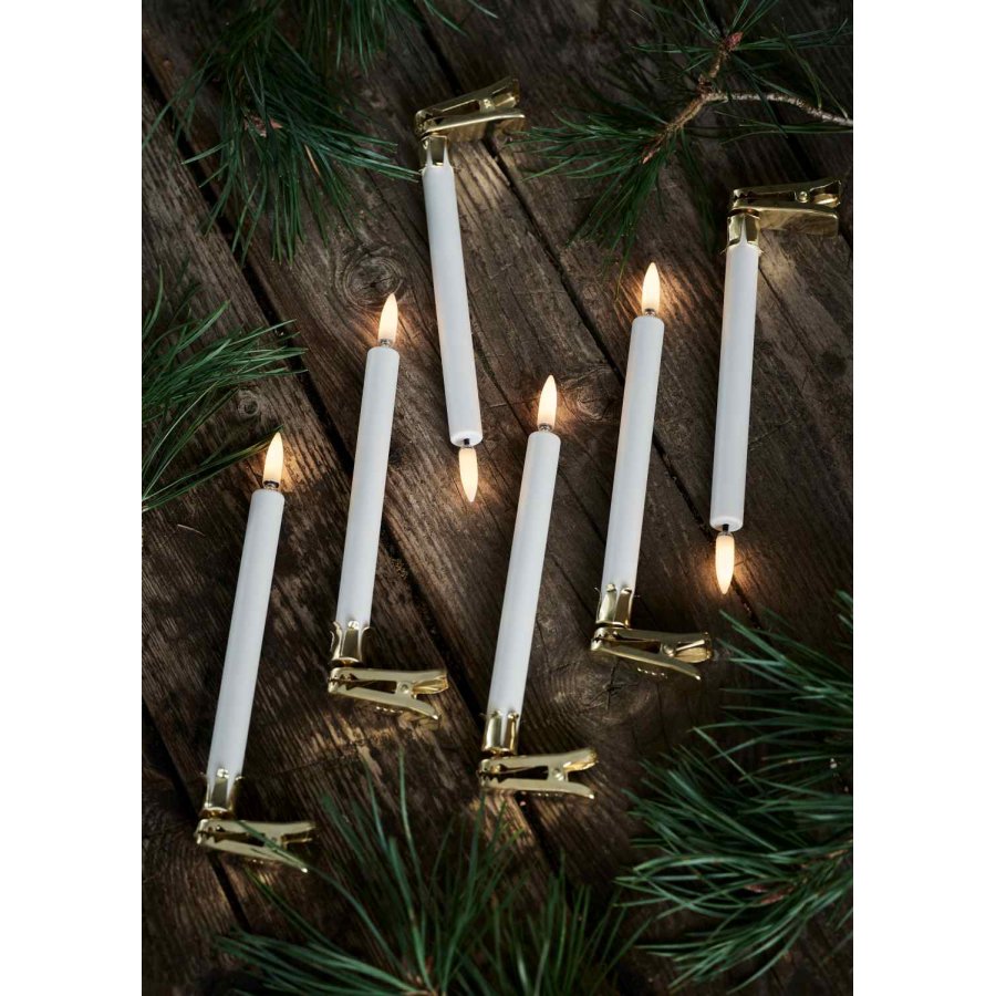 Uyuni Lighting Weihnachtsbaumkerzen mit Klips LED 6er Set Ø1,3xH13,8 cm, Gold