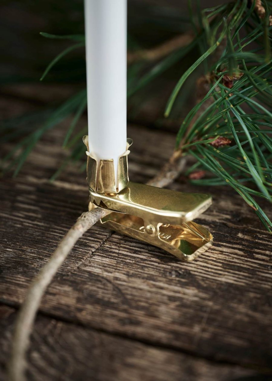 Uyuni Lighting Weihnachtsbaumkerzen mit Klips LED 6er Set Ø1,3xH13,8 cm, Gold