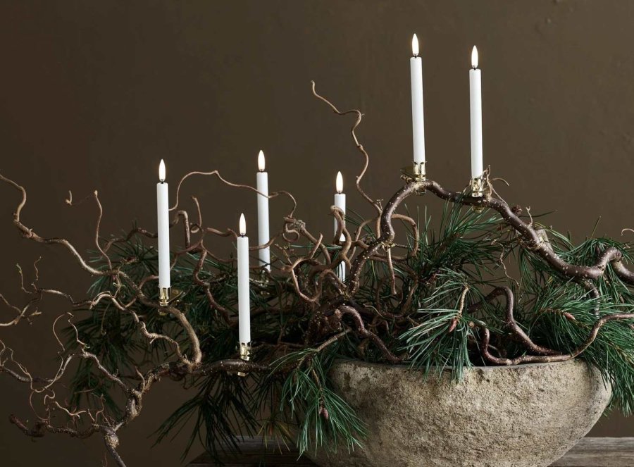 Uyuni Lighting Weihnachtsbaumkerzen mit Klips LED 6er Set Ø1,3xH13,8 cm, Gold