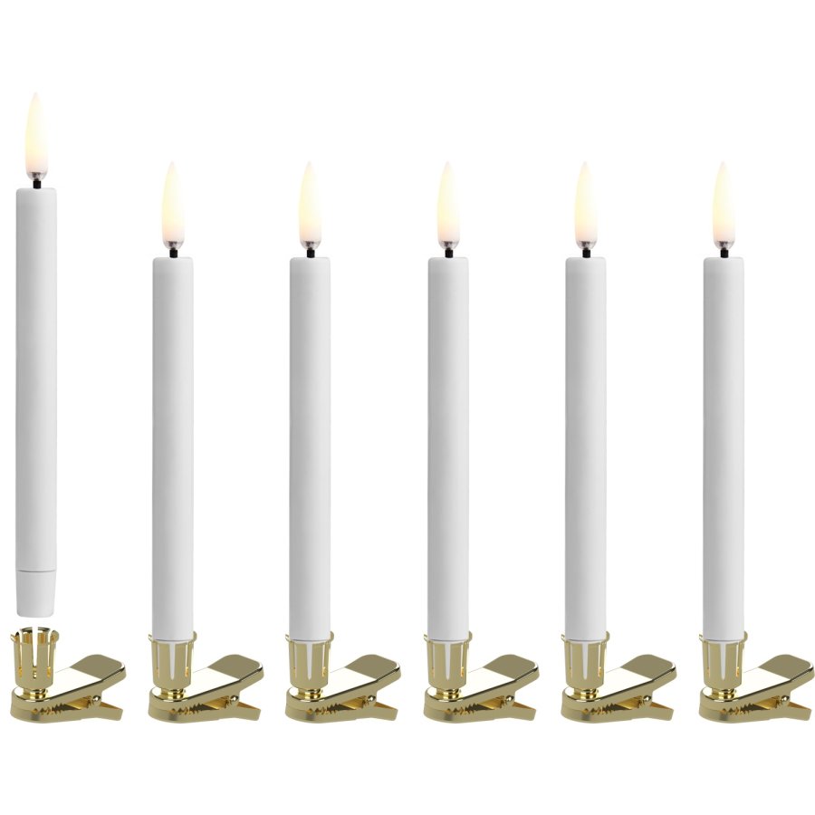 Uyuni Lighting Weihnachtsbaumkerzen mit Klips LED 6er Set Ø1,3xH13,8 cm, Gold