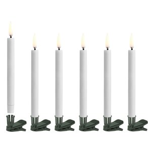 Uyuni Lighting Weihnachtsbaumkerzen mit Klips LED 6er Set Ø1,3xH13,8 cm, Dunkelgrün