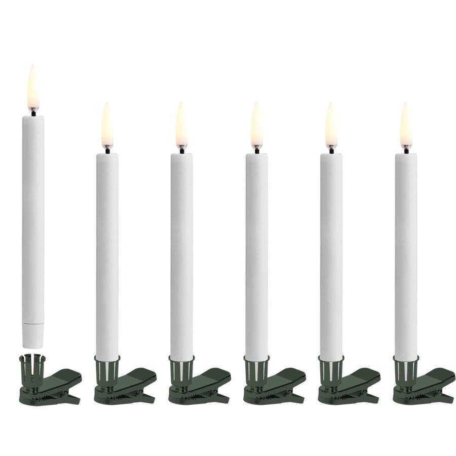 Uyuni Lighting Weihnachtsbaumkerzen mit Klips LED 6er Set Ø1,3xH13,8 cm, Dunkelgrün