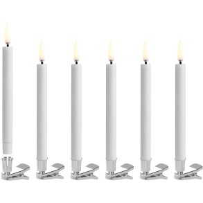 Uyuni Lighting Weihnachtsbaumkerzen mit Klammer LED 6er Set Ø1,3xH13,8 cm, Silber