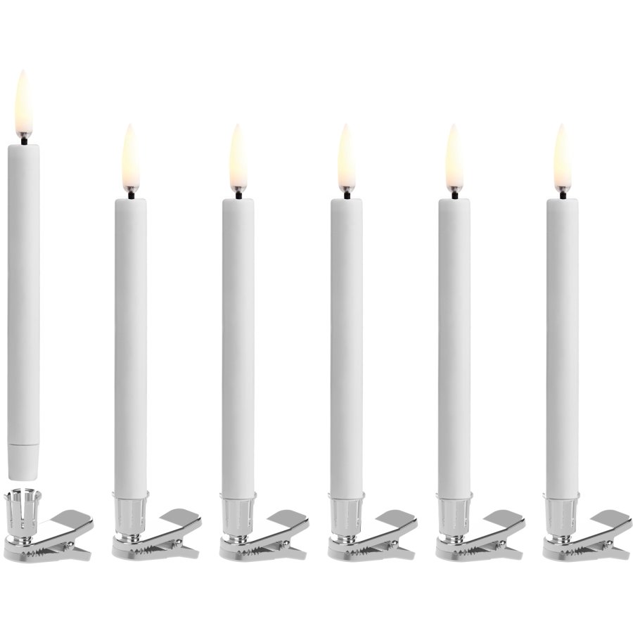Uyuni Lighting Weihnachtsbaumkerzen mit Klammer LED 6er Set Ø1,3xH13,8 cm, Silber