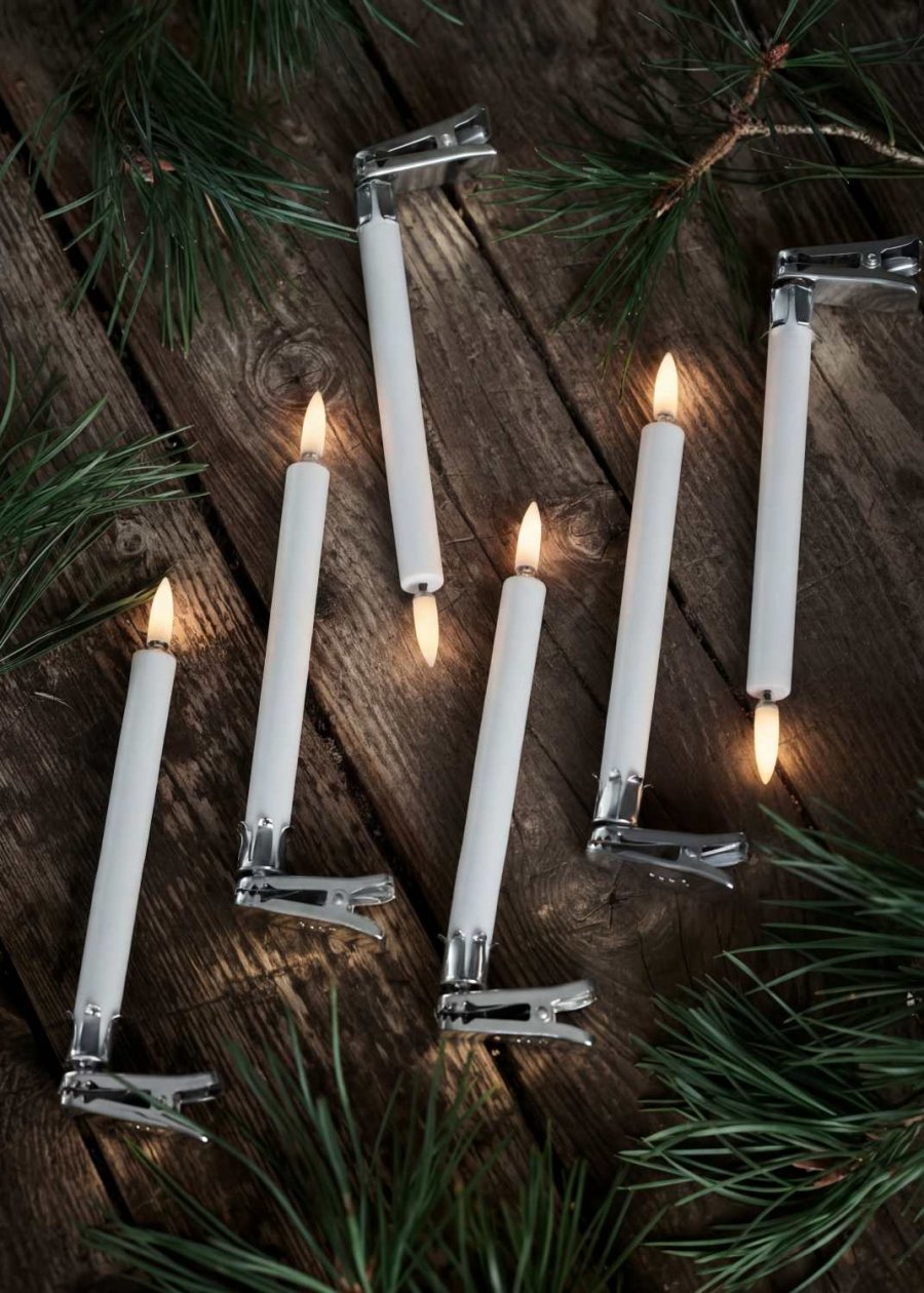 Uyuni Lighting Klammer für Weihnachtsbaumkerzen 6er Set, Silber