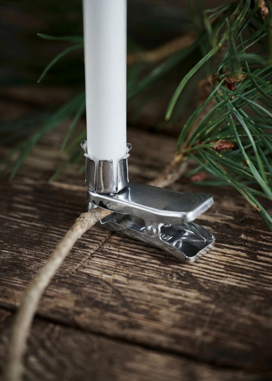 Uyuni Lighting Klammer für Weihnachtsbaumkerzen 6er Set, Silber
