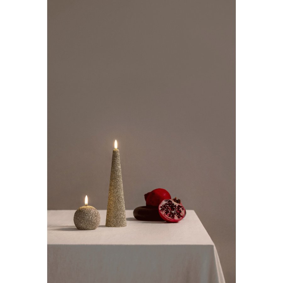 Uyuni Lighting Keglelys LED 5,8xH21,5 cm, Champagne/Glitter