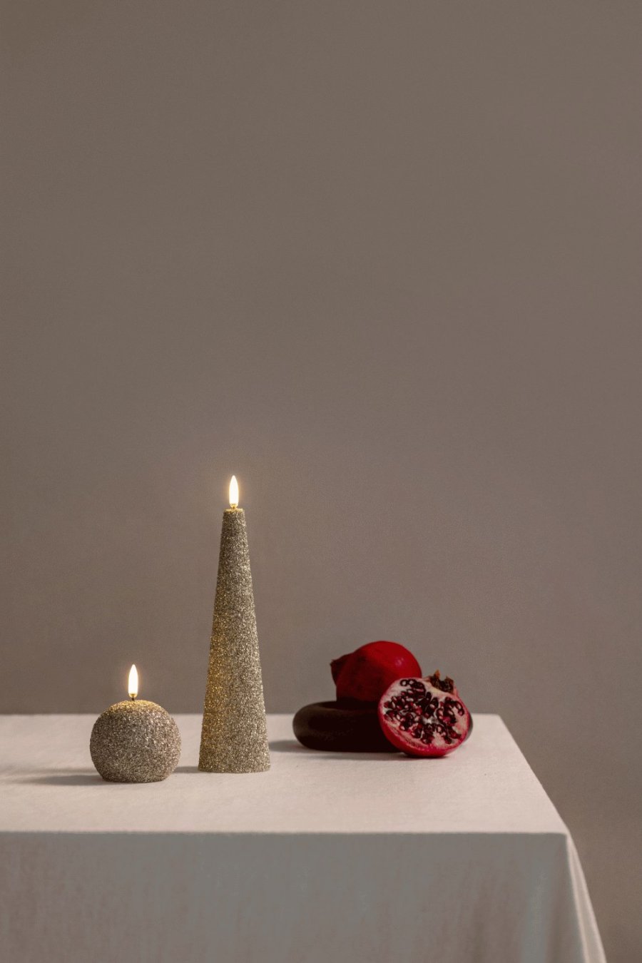 Uyuni Lighting Keglelys LED 5,8xH21,5 cm, Champagne/Glitter