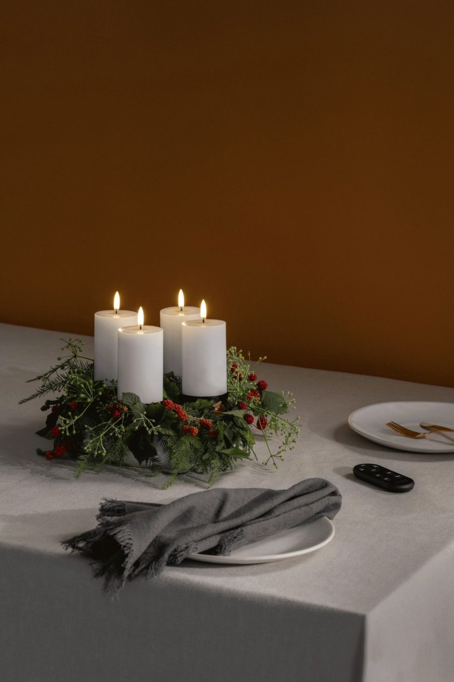 Uyuni Lighting Gaveske Bloklys LED m. Fjernbetjening og Spyd 9 Dele, Nordic White