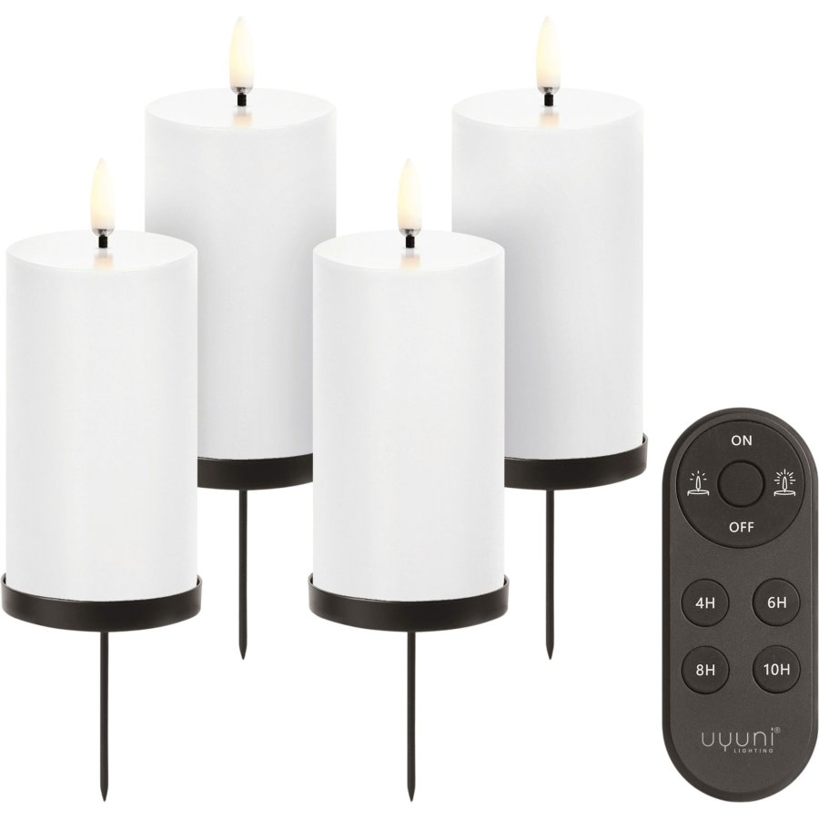 Uyuni Lighting Gaveske Bloklys LED m. Fjernbetjening og Spyd 9 Dele, Nordic White