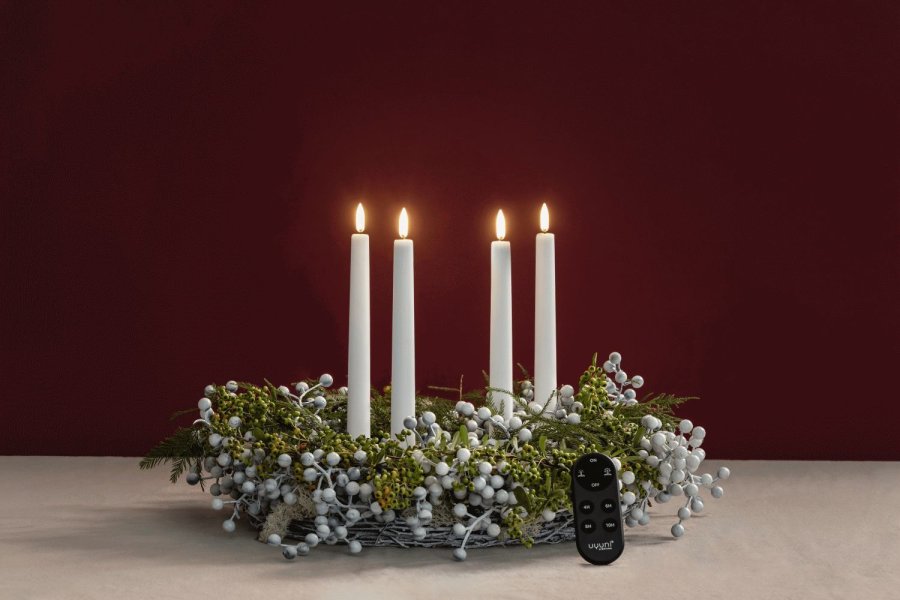 Uyuni Lighting Gaveske Kronelys LED m. Fjernbetjening og Spyd 9 Dele, Nordic White