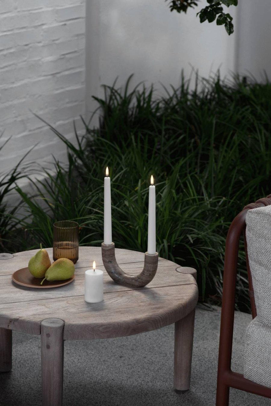 Uyuni Lighting Kronelys Udend�rs 2 stk. �2,3xH25 cm, Hvid Plastik