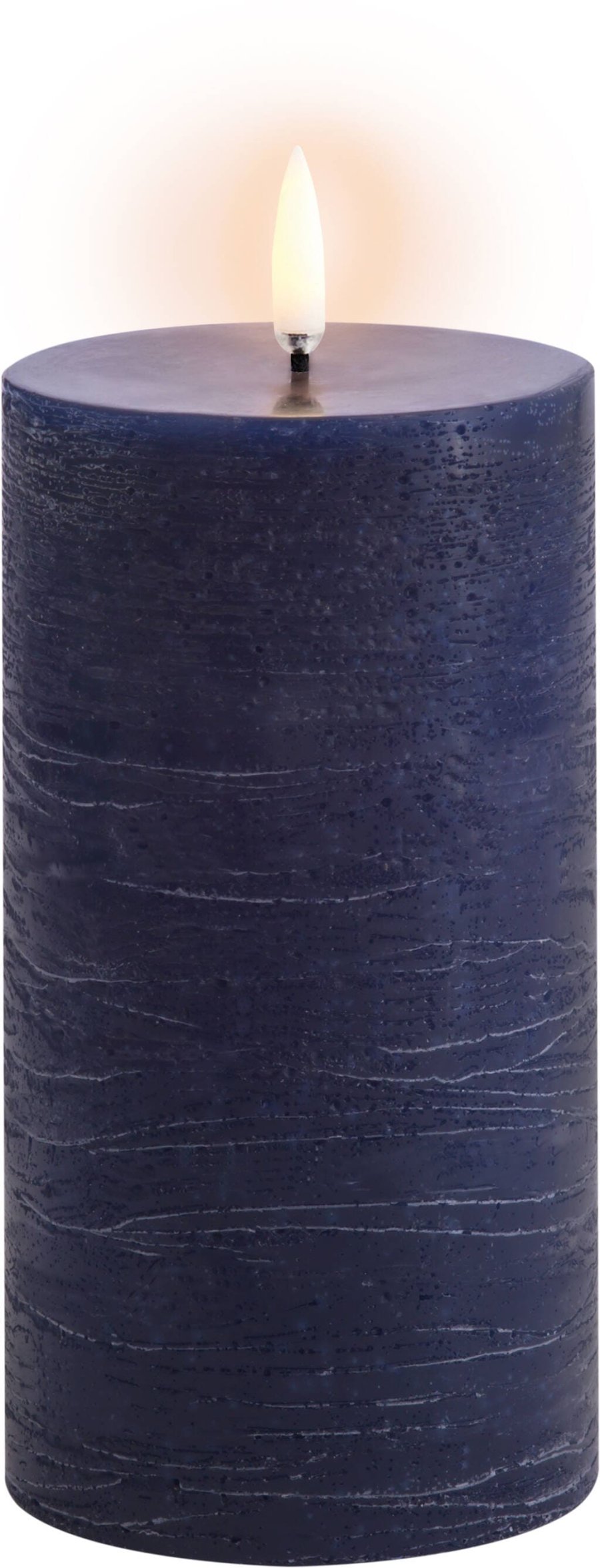 Uyuni Lighting Bloklys LED 7,8xH15 cm, Dark Blue/rustik