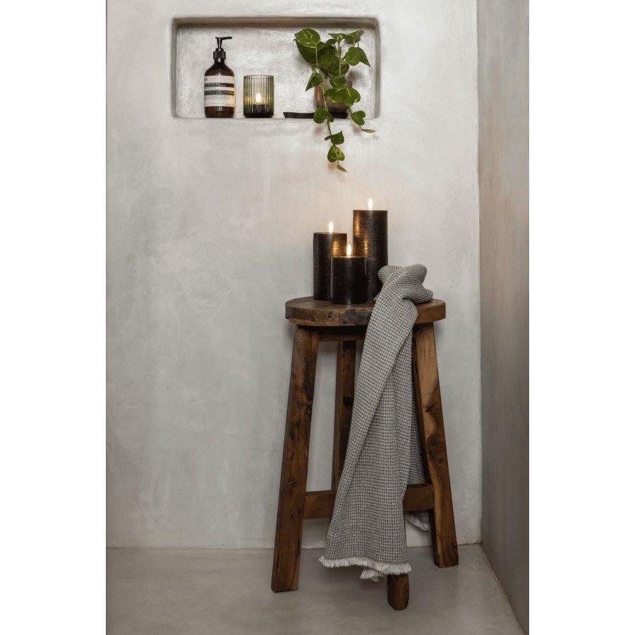 Uyuni Lighting Bloklys Rustik m. Smelteeffekt LED 7,8xH10 cm, Forest Black