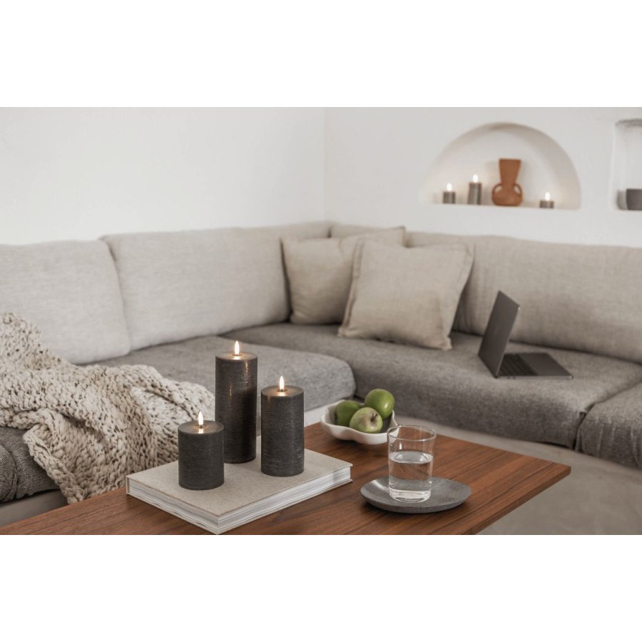 Uyuni Lighting Bloklys Rustik m. Smelteeffekt LED 7,8xH10 cm, Forest Black