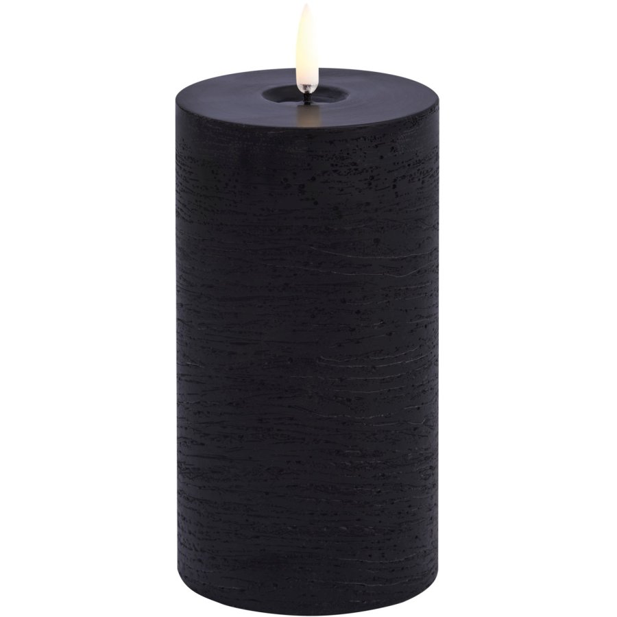 Uyuni Lighting Bloklys Rustik m. Smelteeffekt LED 7,8xH15 cm, Forest Black
