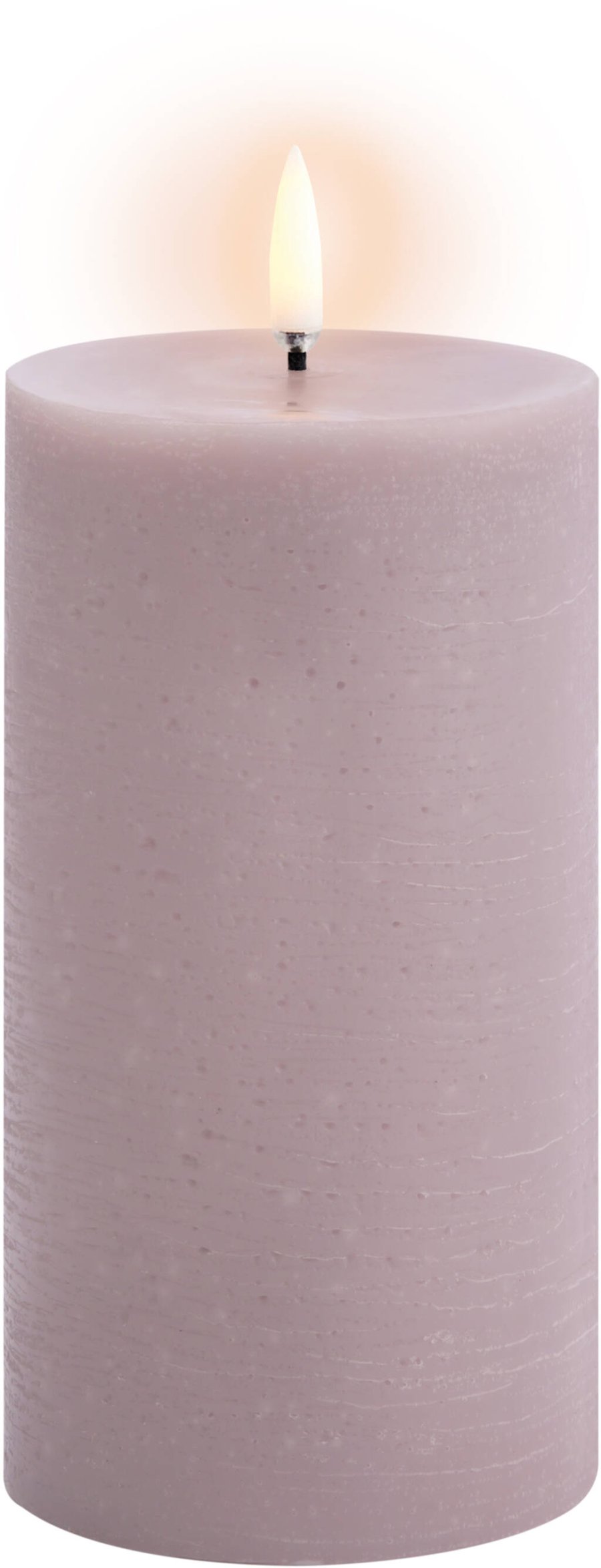Uyuni Lighting Bloklys LED 7,8xH15 cm, Light Lavender/rustik