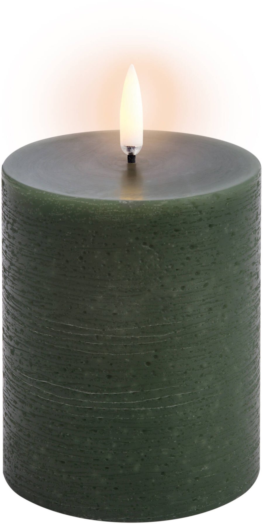 Uyuni Lighting Bloklys LED 7,8xH10 cm, Olive Green/rustik