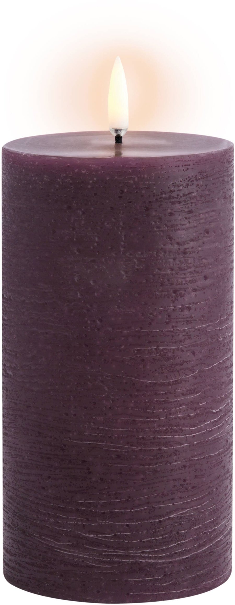 Uyuni Lighting Bloklys LED 7,8xH15 cm, Plum/rustik