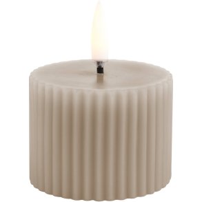 Uyuni Lighting Bloklys m. Riller LED 5,8xH4,5 cm, Sandstone