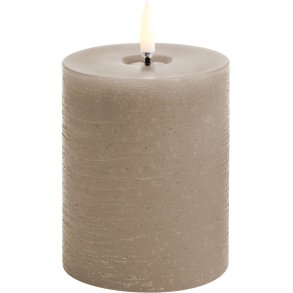 Uyuni Lighting Bloklys m. Smelteeffekt LED 7,8xH10 cm, Sandstone/rustik