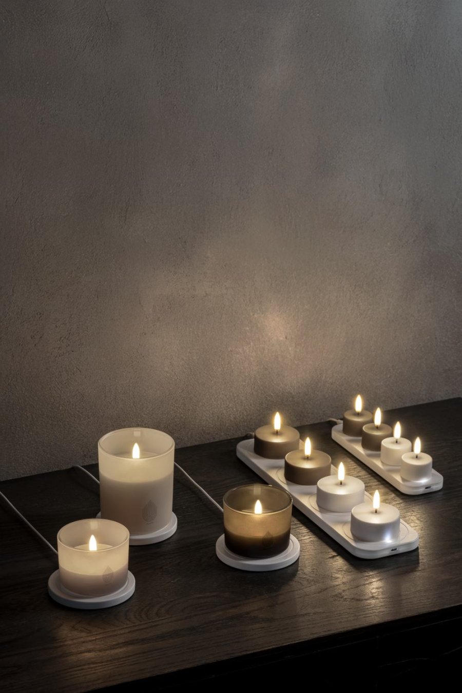 Uyuni Lighting Genopladeligt Glaslys LED 8,2xH6 cm, Vanilla
