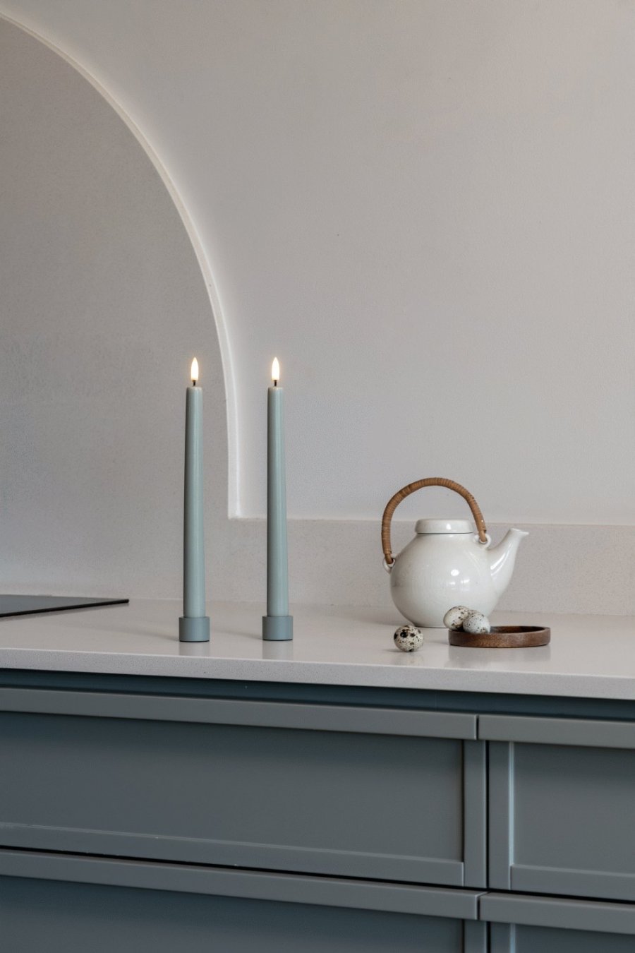 Uyuni Lighting Kronelys LED 2 stk. �2,3xH25 cm, Dusty Green