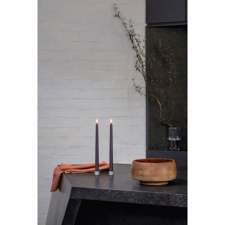 Uyuni Lighting Kronelys LED 2 stk. 2,3xH25 cm, Dusty Mulberry