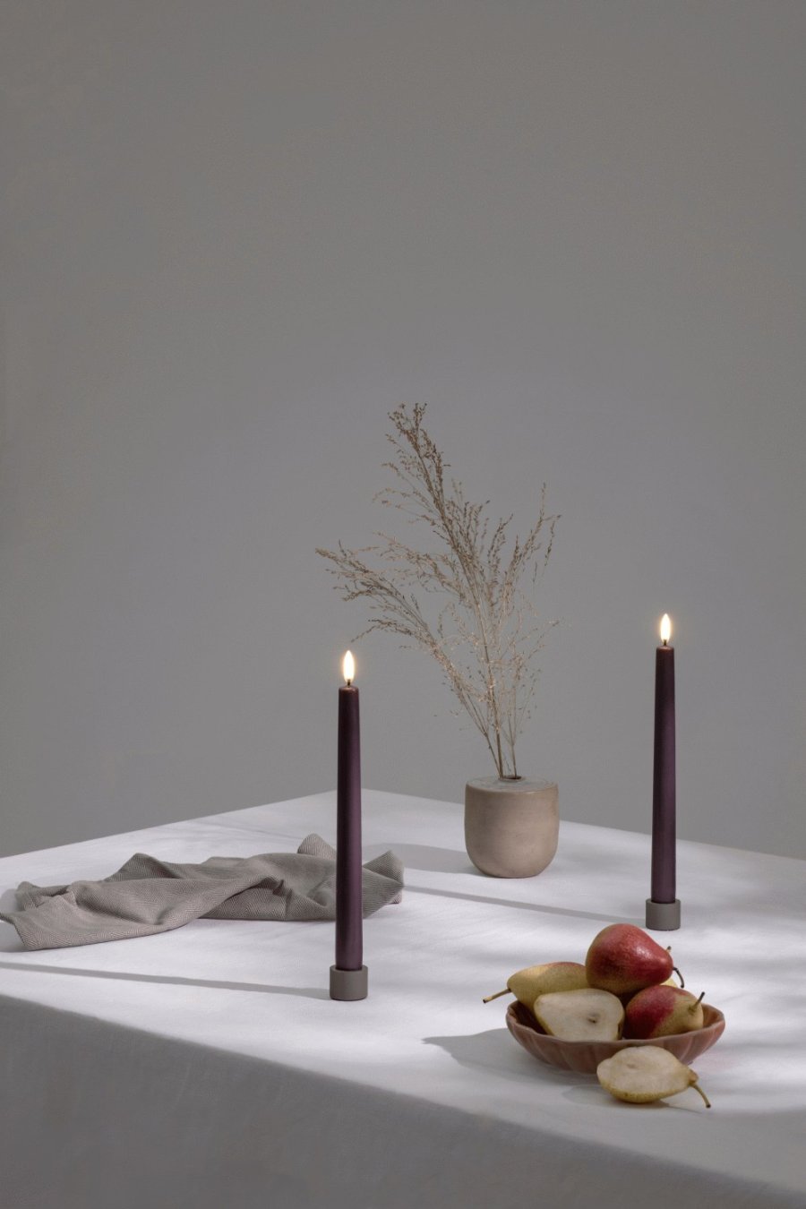 Uyuni Lighting Kronelys LED 2 stk. 2,3xH25 cm, Dusty Mulberry