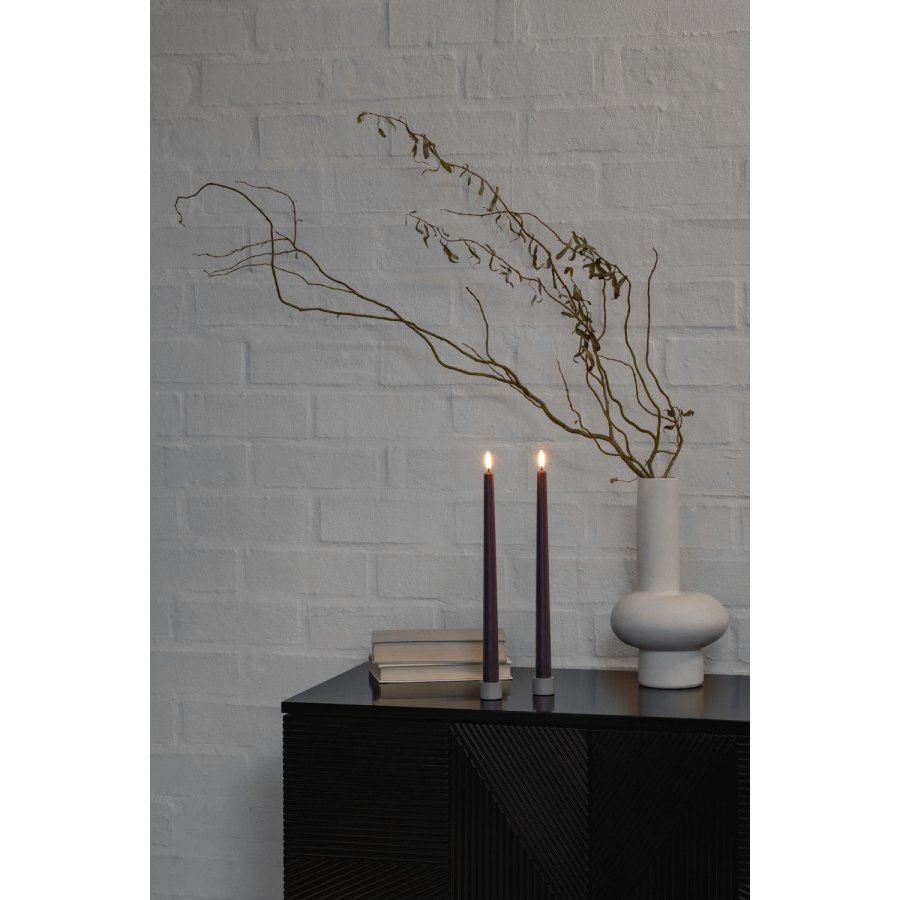 Uyuni Lighting Kronelys LED 2 stk. 2,3xH32 cm, Dusty Mulberry