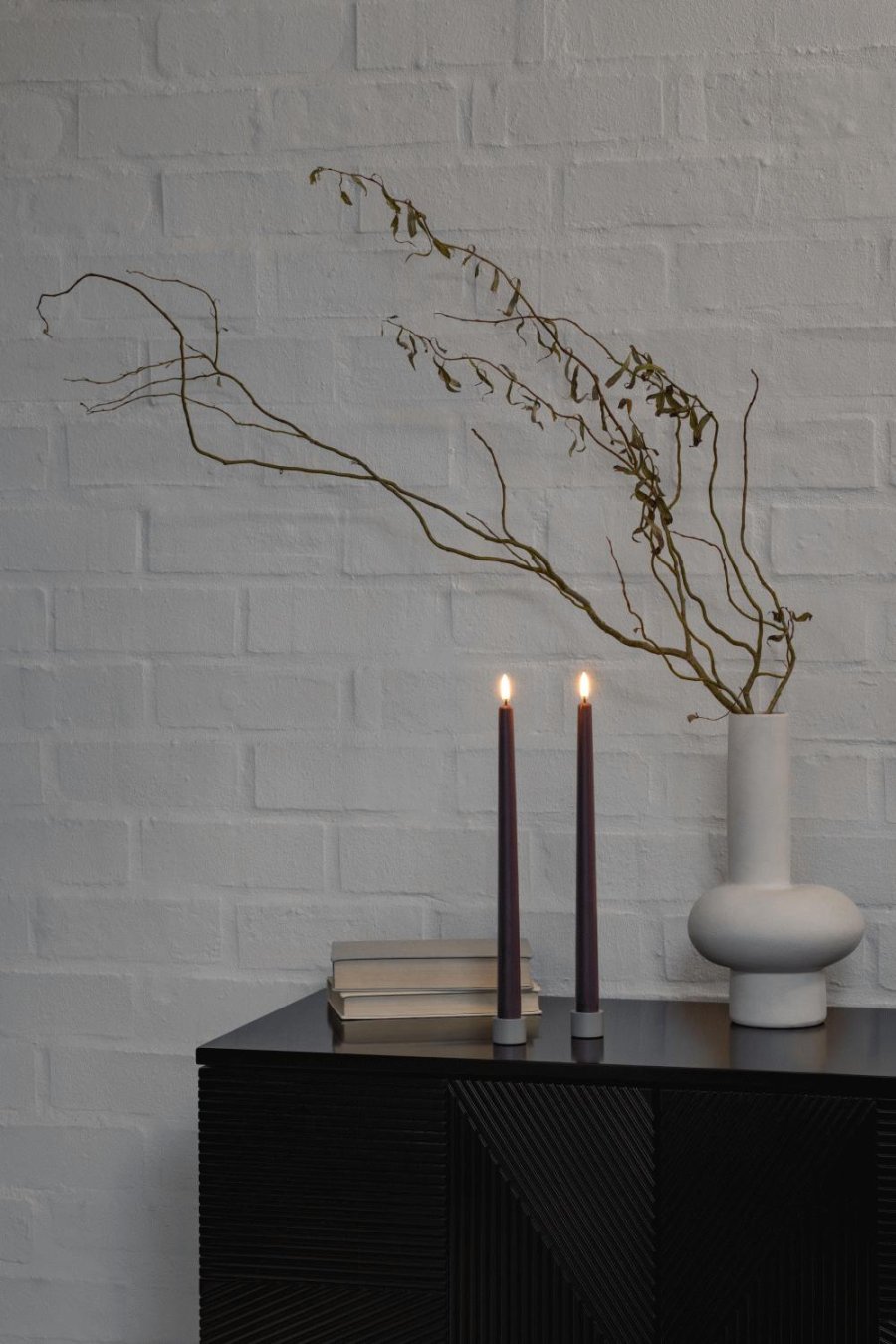 Uyuni Lighting Kronelys LED 2 stk. 2,3xH32 cm, Dusty Mulberry