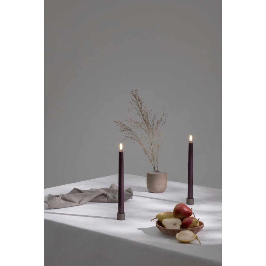 Uyuni Lighting Kronelys LED 2 stk. 2,3xH32 cm, Dusty Mulberry