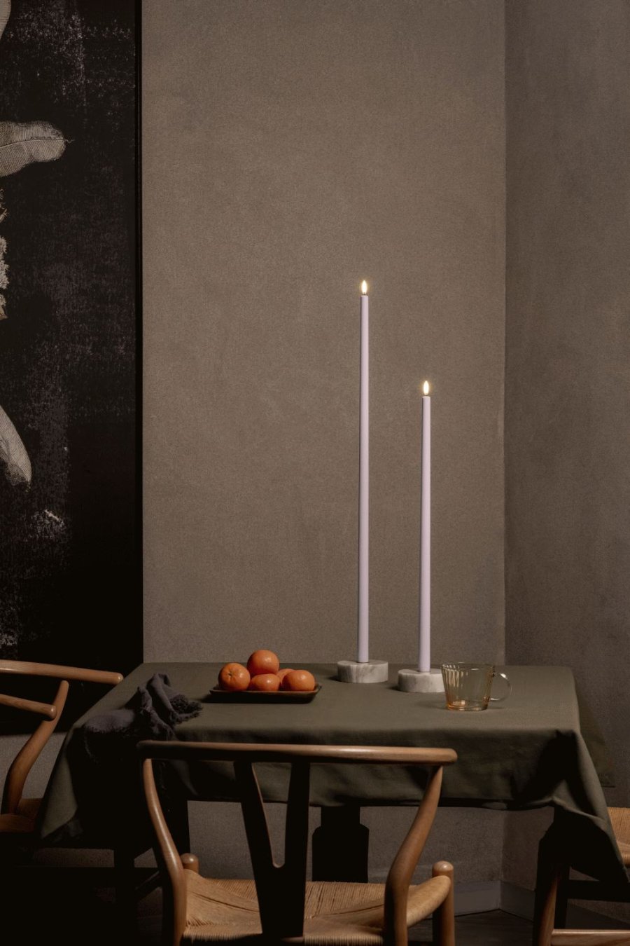 Uyuni Lighting Kronelys LED 2,3xH75 cm, Light Lavender