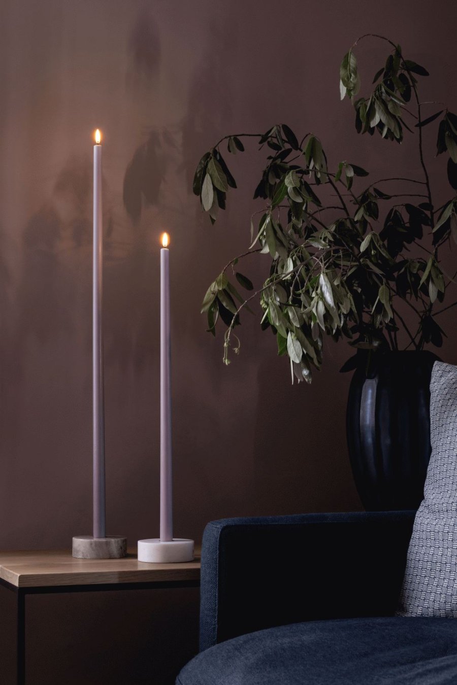 Uyuni Lighting Kronelys LED 2,3xH75 cm, Light Lavender