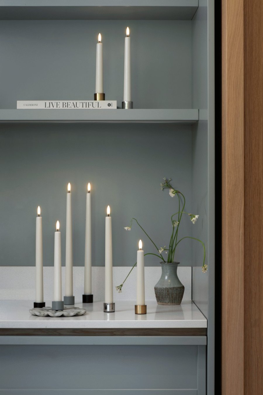 Uyuni Lighting Kronelys LED 2 stk. �2,3xH20 cm, Nordic White