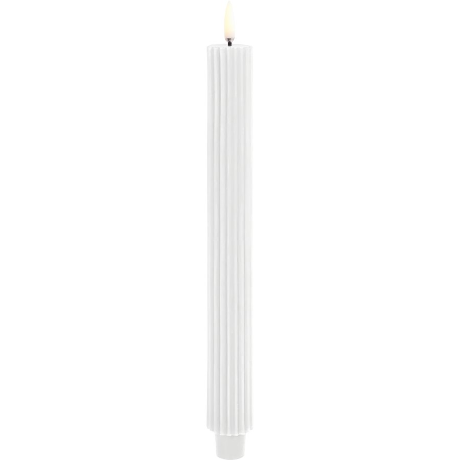 Uyuni Lighting Kronelys m. Riller LED 2 stk. 3,2xH25,5 cm, Nordic White